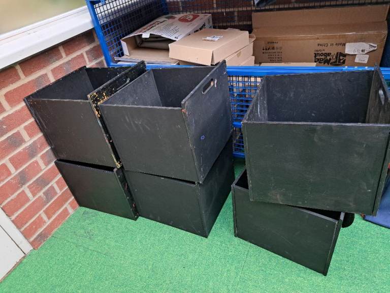FREE Black Wooden Storage Boxes x 6