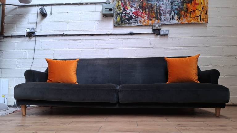 Habitat Townsend 3 seater sofa in charcoal grey velvet RRP £1600