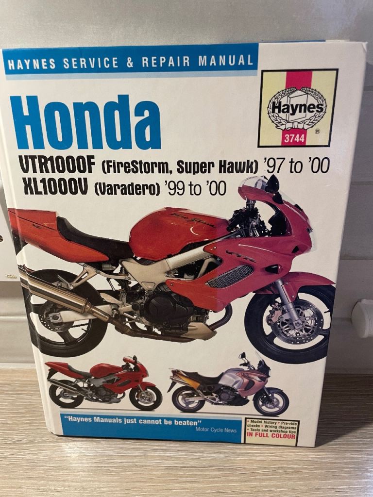 Haynes Manual 3744 for Honda VTR1000F FireStorm/Super Hawk & XL1000V Varadero