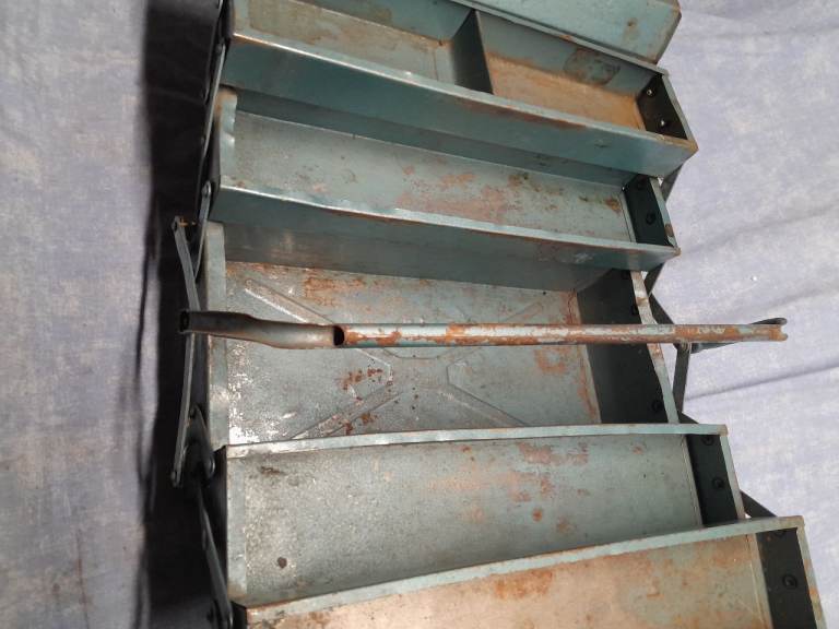 Vintage blue folding tool box