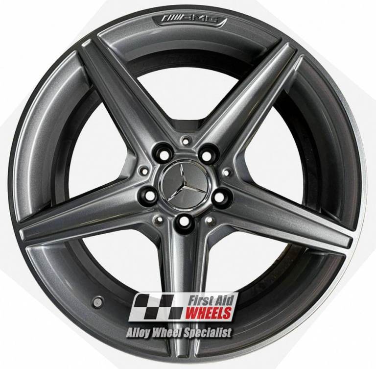 R355GT Swap MERCEDES C CLASS W205 4x 18'' GENUINE AMG 5 SPOKE TITANIUM GREY ALLOY WHEELS