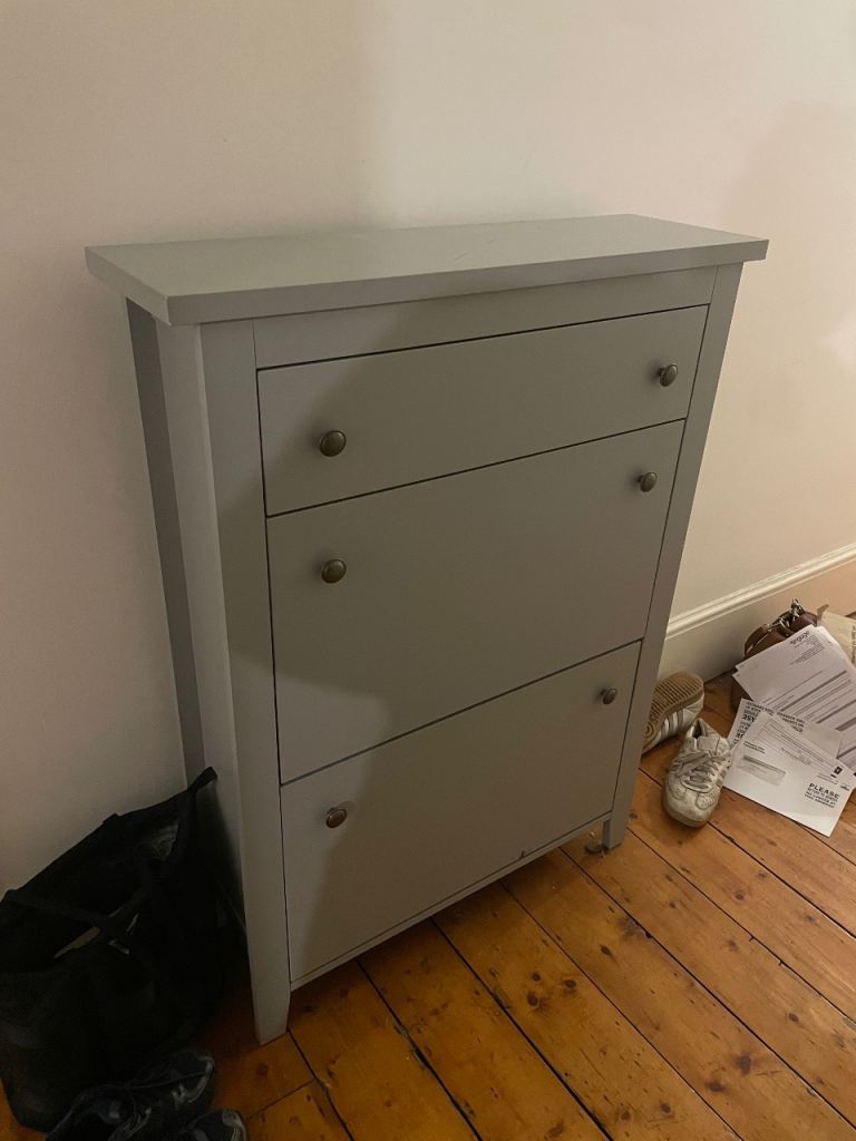 Eggshell blue shoe rack / front hallway cupboard