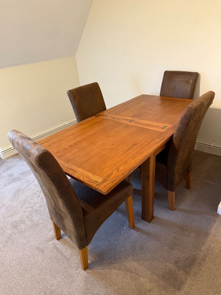 Oak Wood table with upholstered chairs - will consider offers