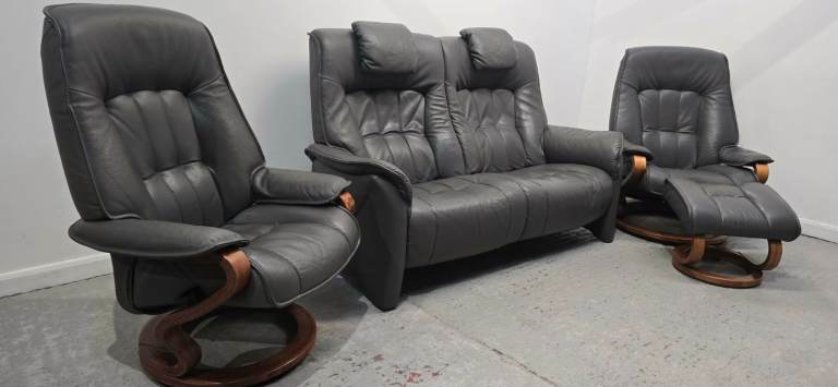 Himolla Rhine Leather 2 Seater NON-Recliner Sofa & 2 Recliner Chairs 110126