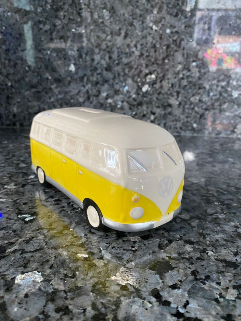 VW Camper Van Ceramic Money Box – Yellow & White, As Good As New