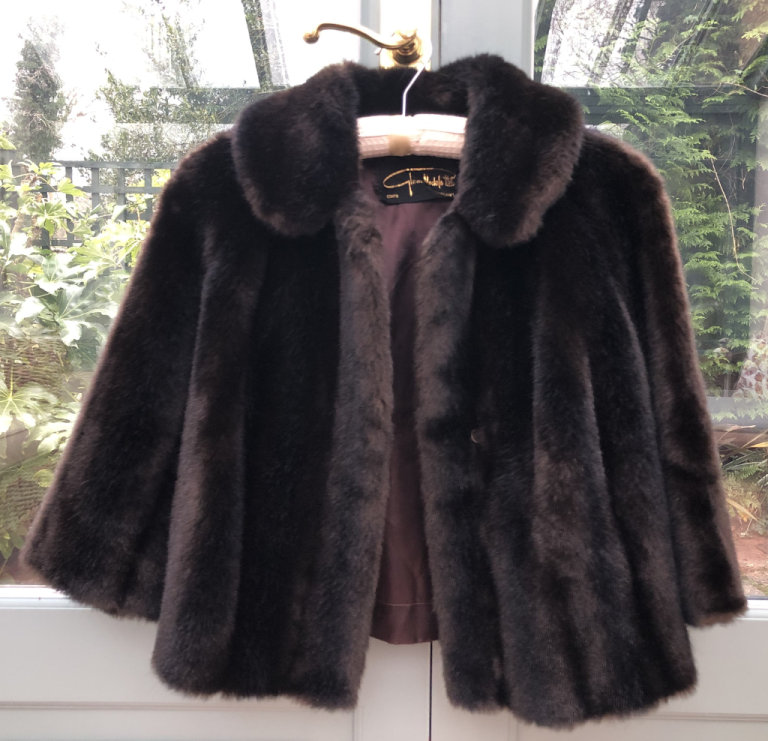 Vintage Tissavel black/brown faux fur jacket S/M ONO - VG vintage condition