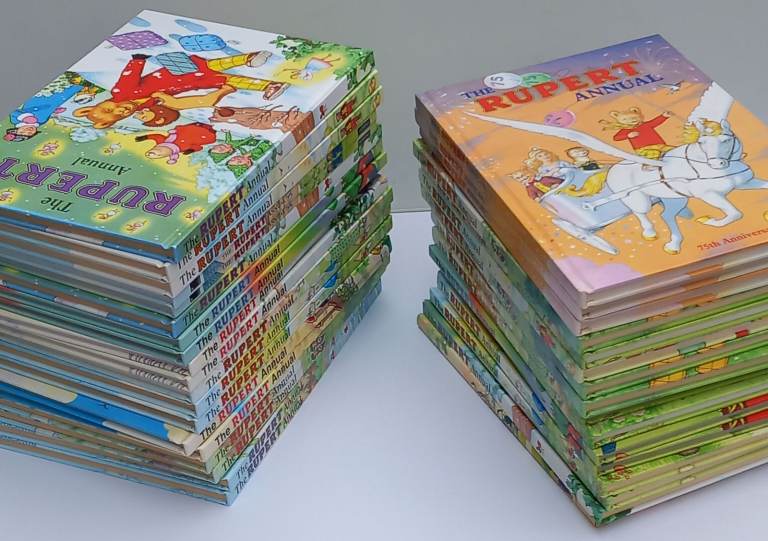 RUPERT BEAR ANNUALS * 35 IN TOTAL * SOME SIGNED JOHN HARROLD * JOB LOT OF BOOKS