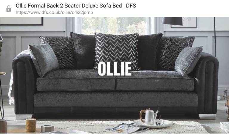 Ollie DFS - Formal Back 2 Seater Deluxe Sofa Bed