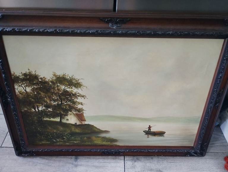 Classic Framed Landscape Oil Painting by R. Witchard