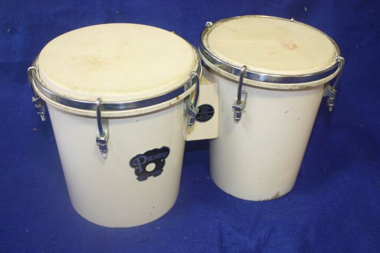 Vintage 1960s Dallas President White Bongo Drums 5.1/2 inch + 6.1/2 inch ~ 7.1/2 inch deep £125 ono