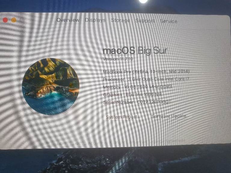 Macbook A1502 i7/500 gb ssd/16 gb Ram MacOs Bigsur