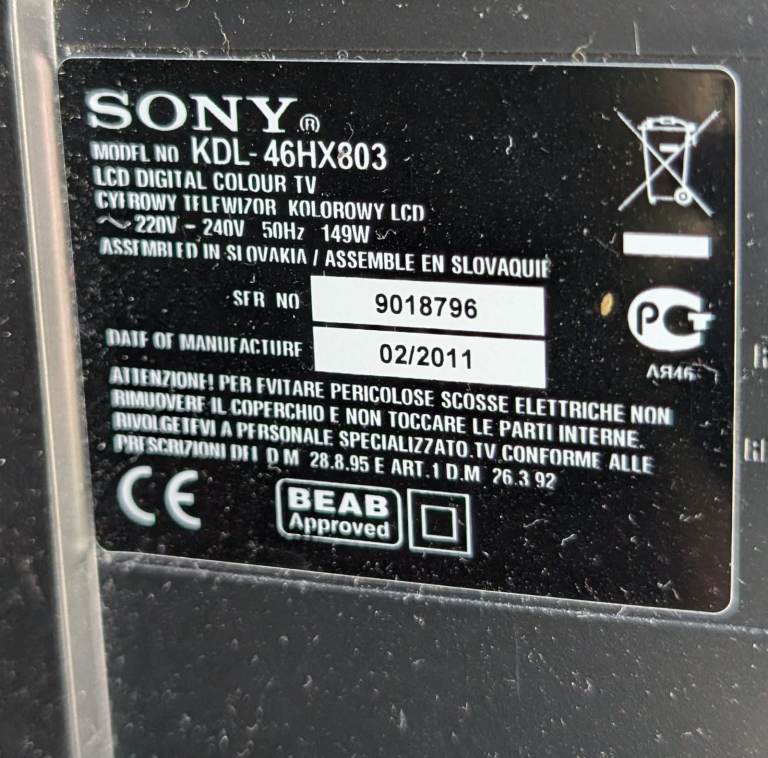 SONY Bravia 46 inch Full HD 3D TV (with SONY official 3D glasses)