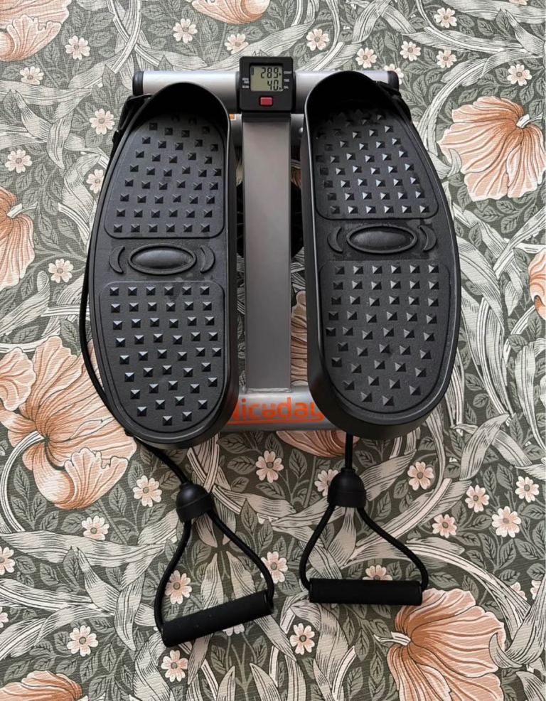 Good Condition Grey Mini Stepper with Resistance Bands