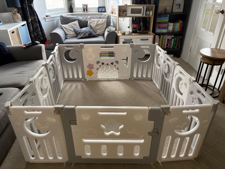 Baby Playpen - White and Grey, As Good As New