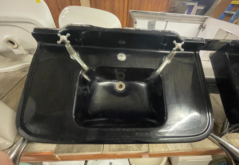 Ref 22 : Black Art Deco Sink With Legs