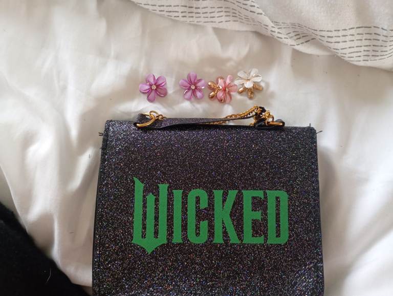 Wicked Glitter Clutch Bag with Gold Chain – Good Condition