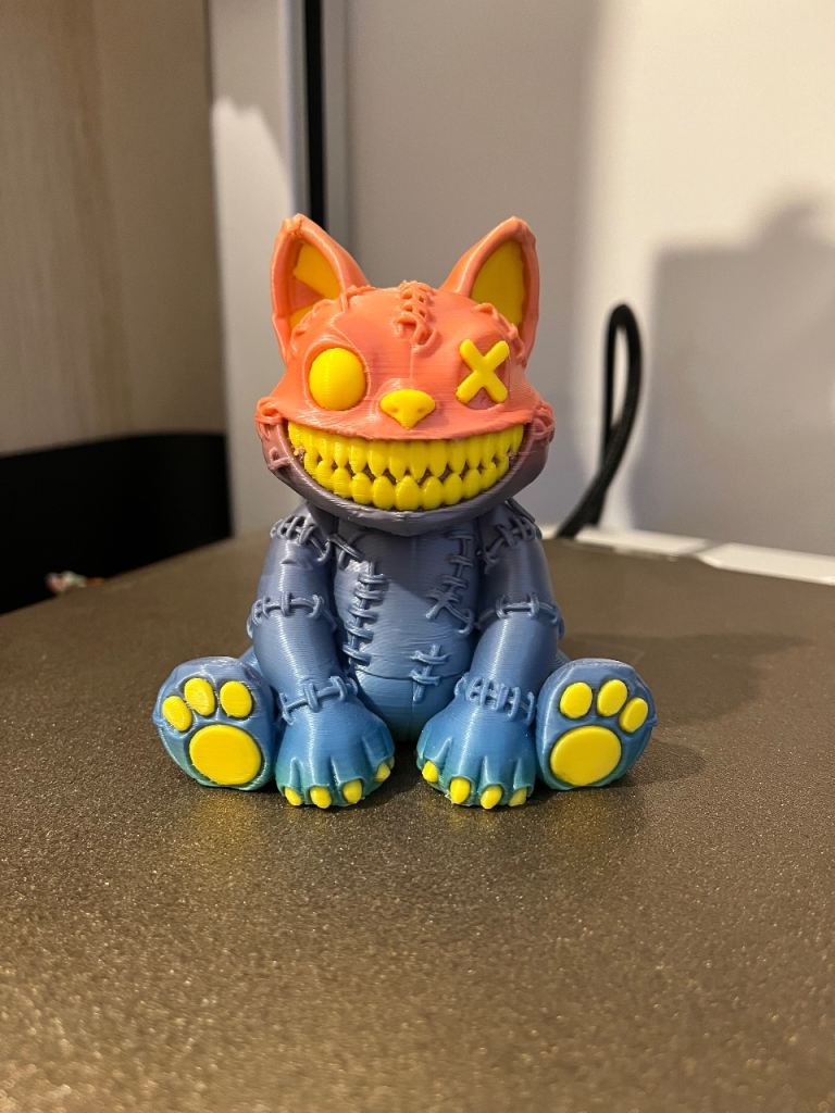 Unique 3D Printed Creepy Cute Cat Figurine – As Good As New