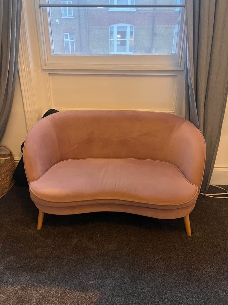 Pink Velvet Two-Seater Couch