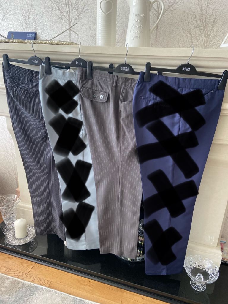 2 Pair Of Mens Golf Trousers (FOOTJOY & DUNLOP) - 3 Golf Tops Also Available 
