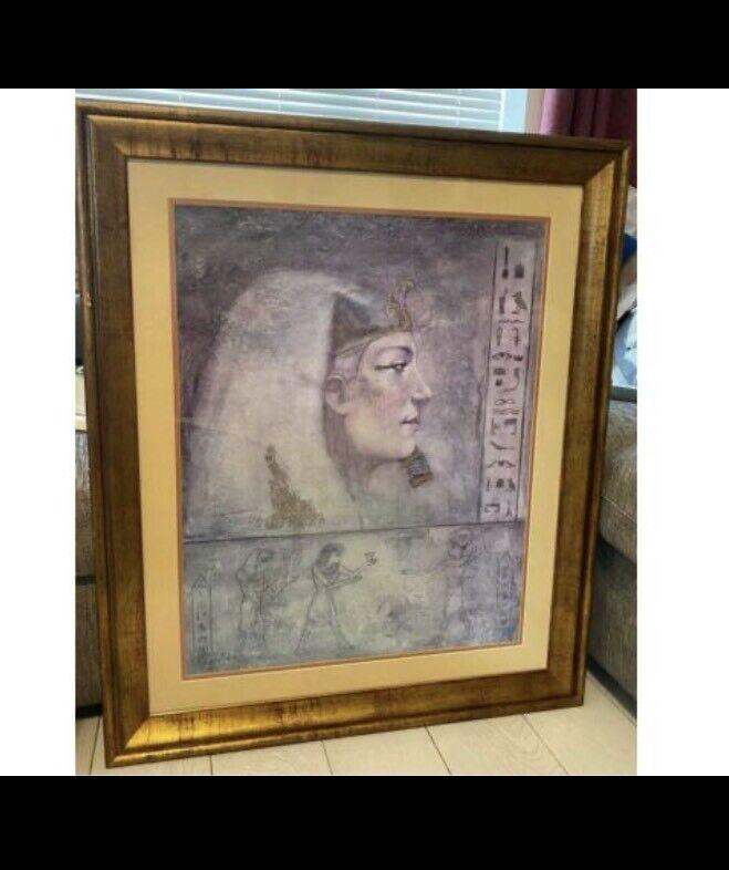 large eyptian prints in frames by john parrish cleopatra and ramses hieroglyph