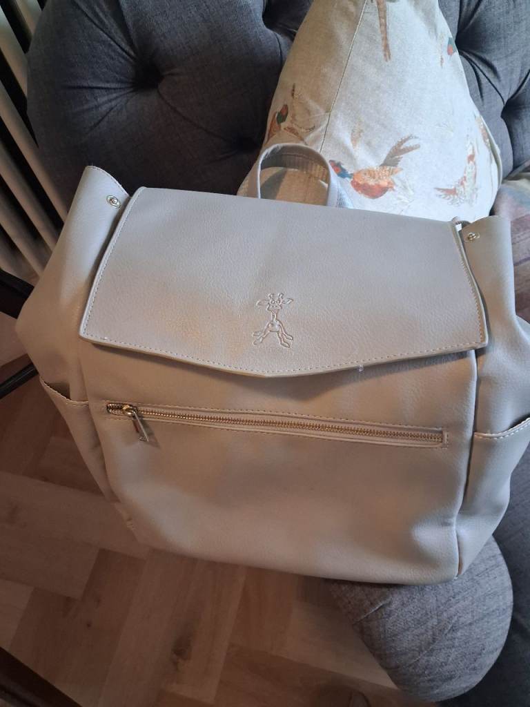 Grey Faux Leather Backpack – Good Condition