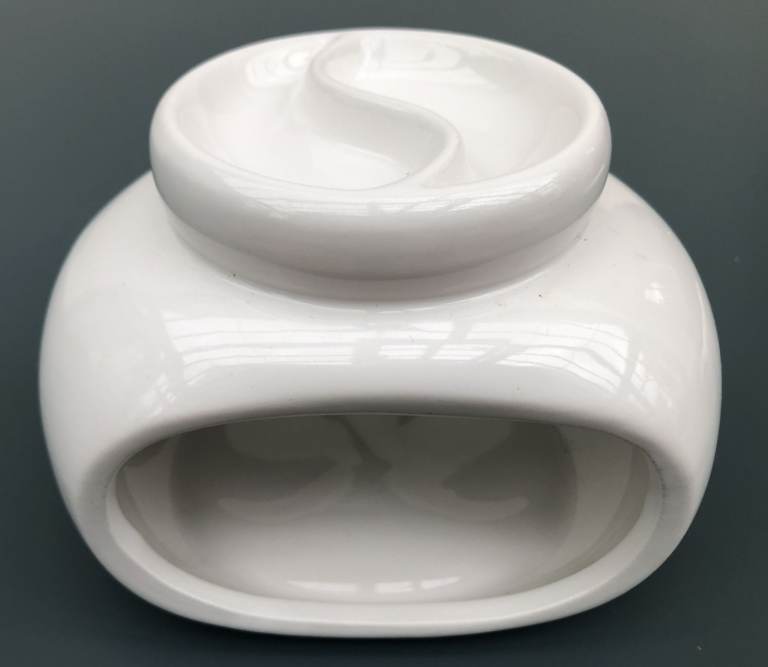 image for White ceramic double oil/wax melt burner, boxed, unused
