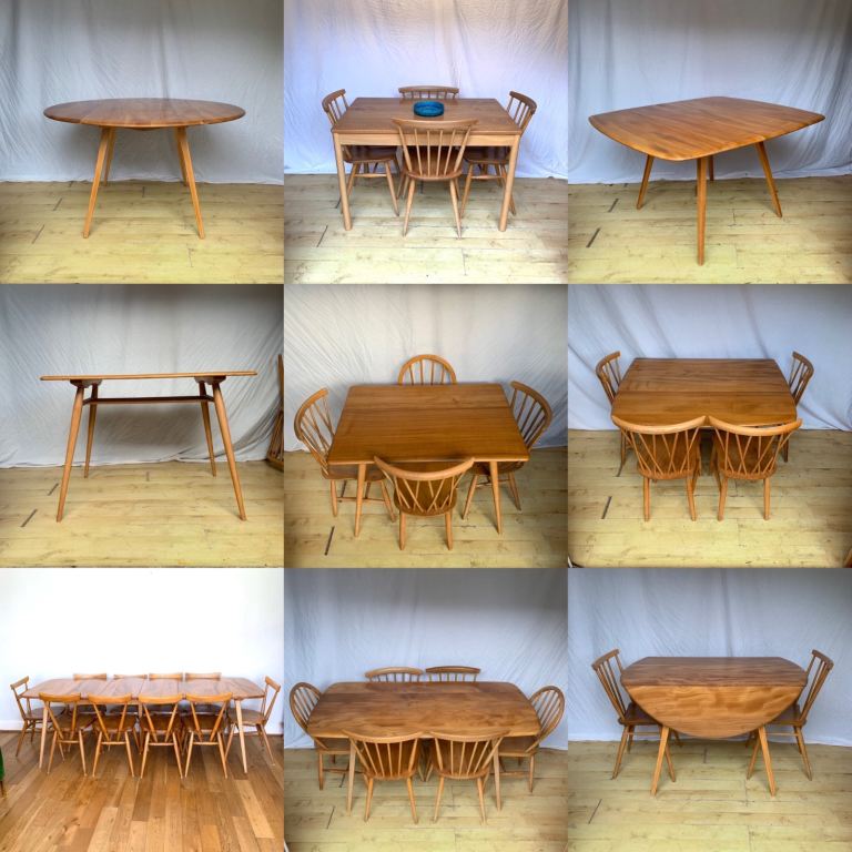 Vintage Ercol drop leaf plank mid century dining table