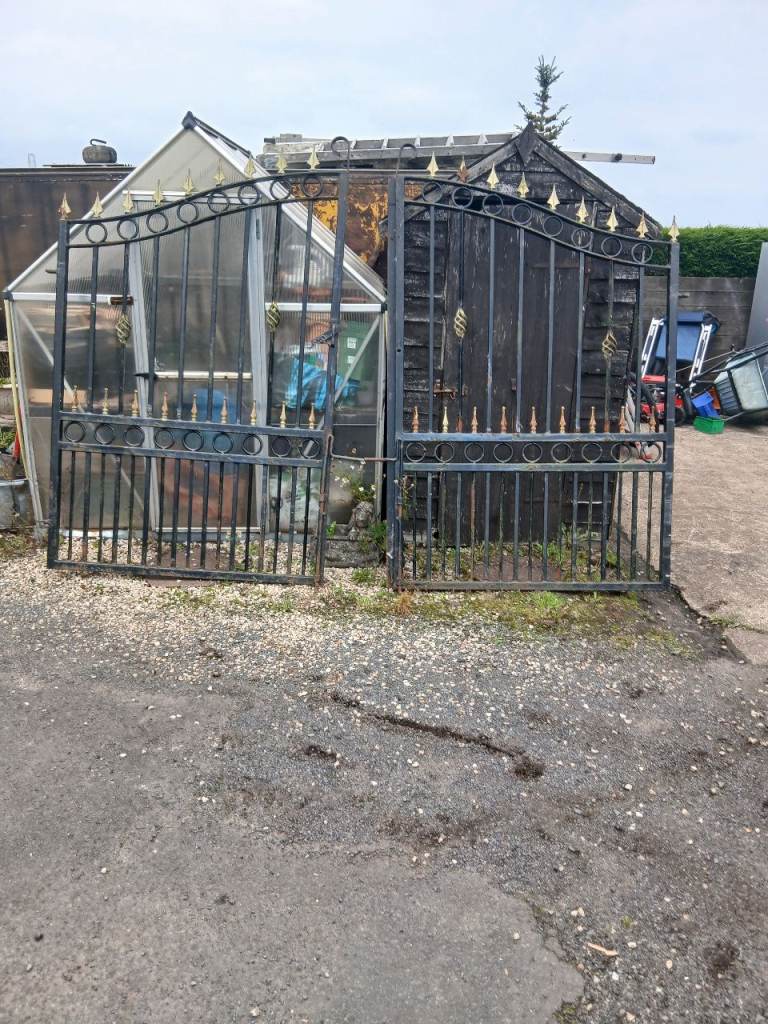 Pair of Metal Garden Gates – Black with Gold Detail