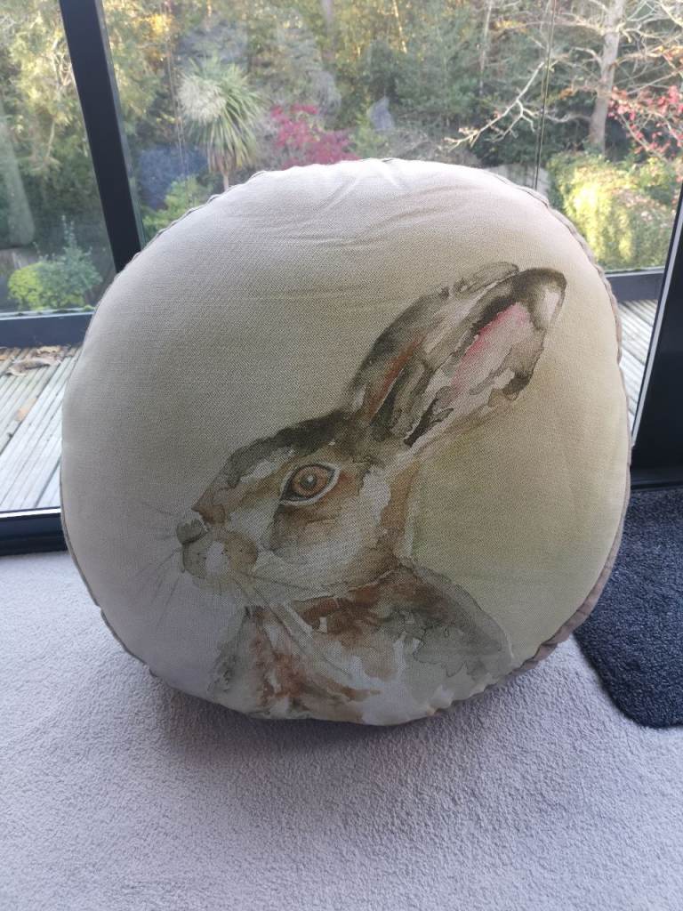 Voyage Maison Large Floor Cushion. Hare Design.  74cm Diameter x 31cm Depth