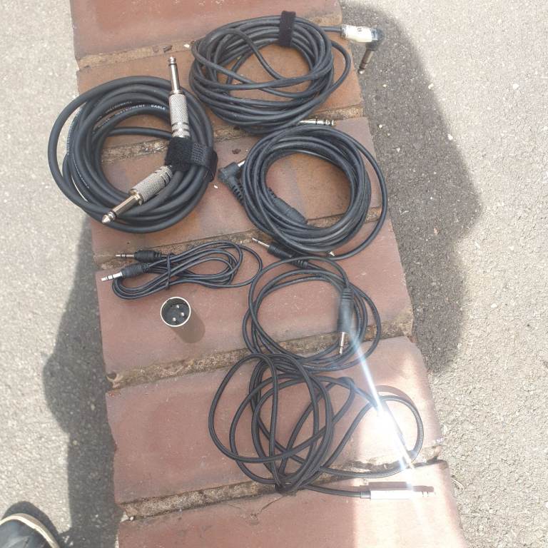 3 Double End Jack Plug Cables , 3 Aux Cables & A Male 3 Pin Double Ended Connector, Good Condition .
