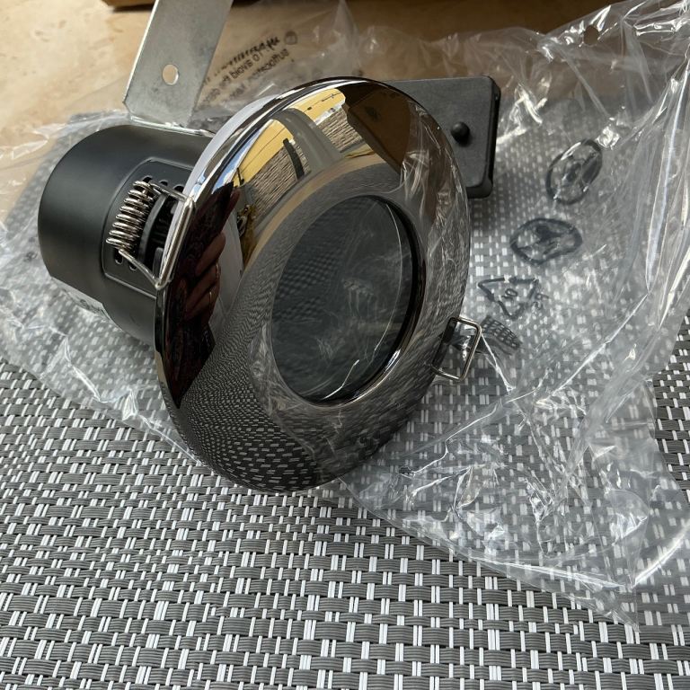 Down lights – Black Chrome x6 Fire Rated IP65 GU10 with bulbs