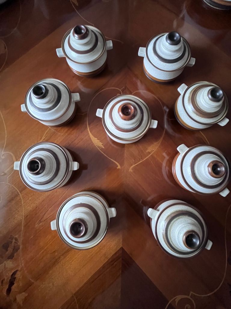 Denby Potters Wheel Lidded Soup Bowls x9