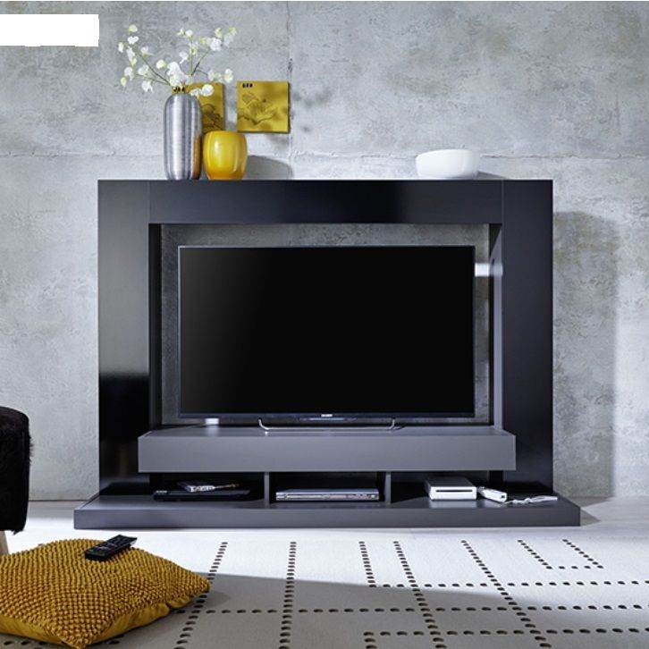 Stamford Entertainment Unit In Black Gloss Fronts With Shelving