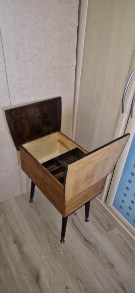 Mid Century Maple/ebony Sewing Box with Removable Dansette Legs