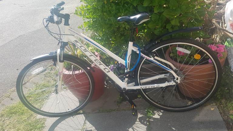 LADIES CARRERA HYBRID 700c WHEEL FRONT SUSPENSION BIKE 18" ALUM FRAME