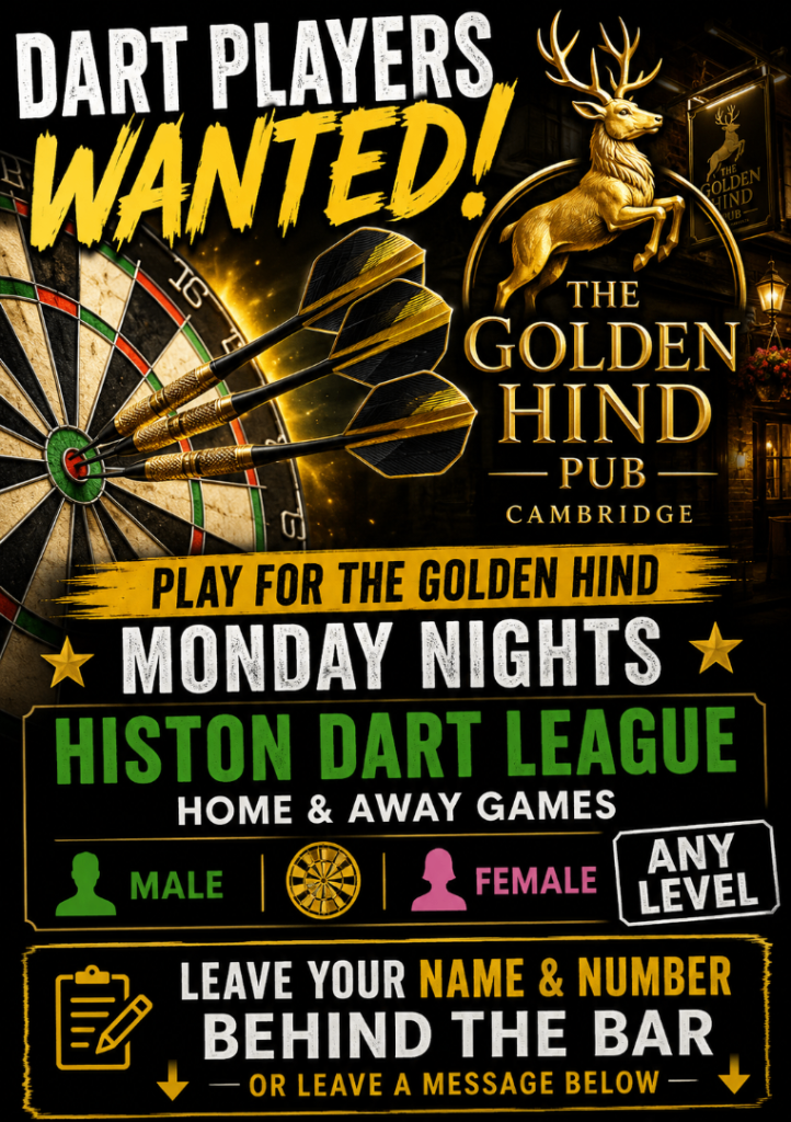 Dart Players Wanted for Histon Dart League – All Levels Welcome