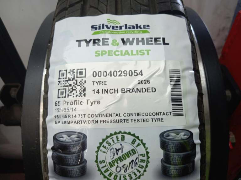 155 65 R14 75t Continental Contiecocontact Ep 6mmpartworn Pressurte Tested Tyre