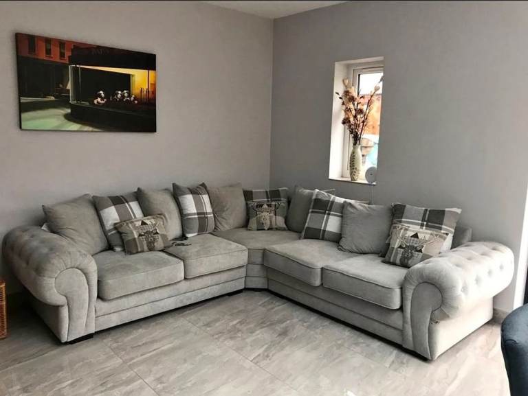 BRAND NEW Verona 5 Seater Grey Corner Sofa – Scatter Back Cushions