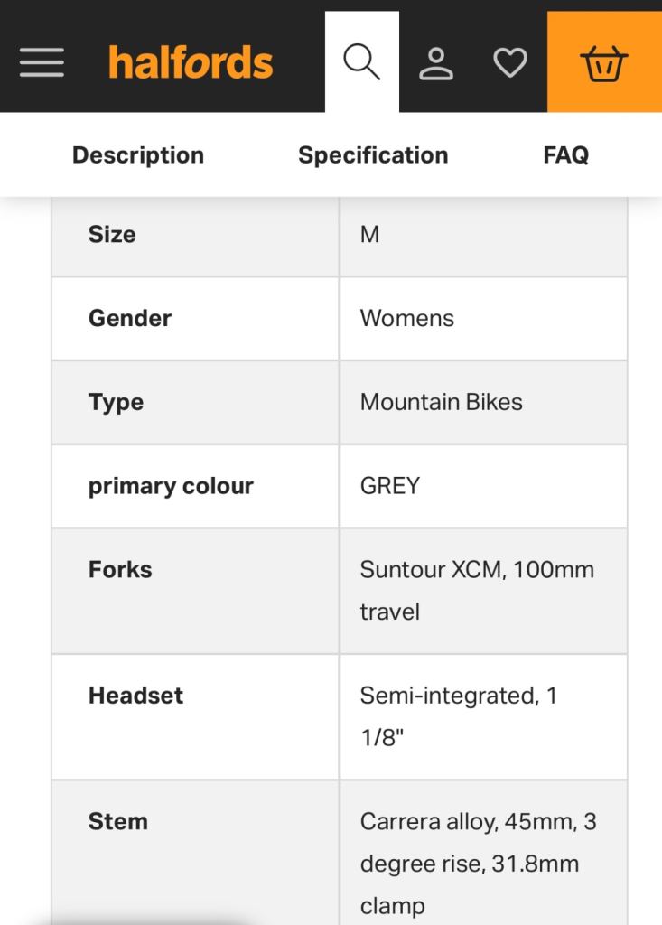 Woman’s Carrera Vengance mountain bike