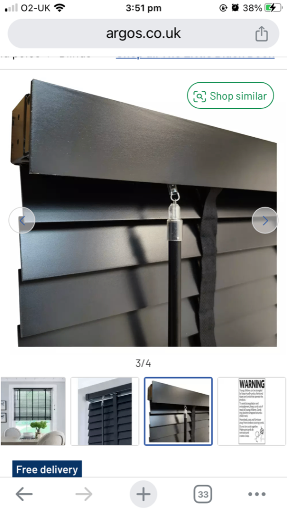 Black wooden venetian blind 