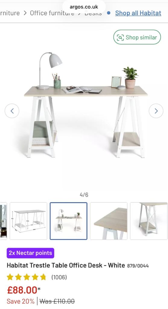 Habitat Trestle Table Office Desk - White