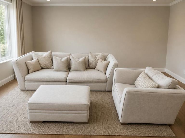 Furniture Village set of 4 seater and 1 armchair + footstool