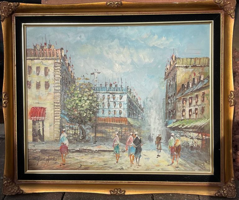 Parisian cafe original canvas oil painting 
