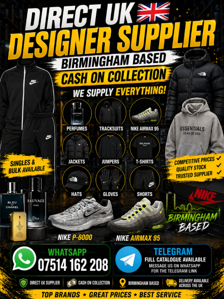 Designer supplier bulk wholesale tracksuits trainers perfumes uk 