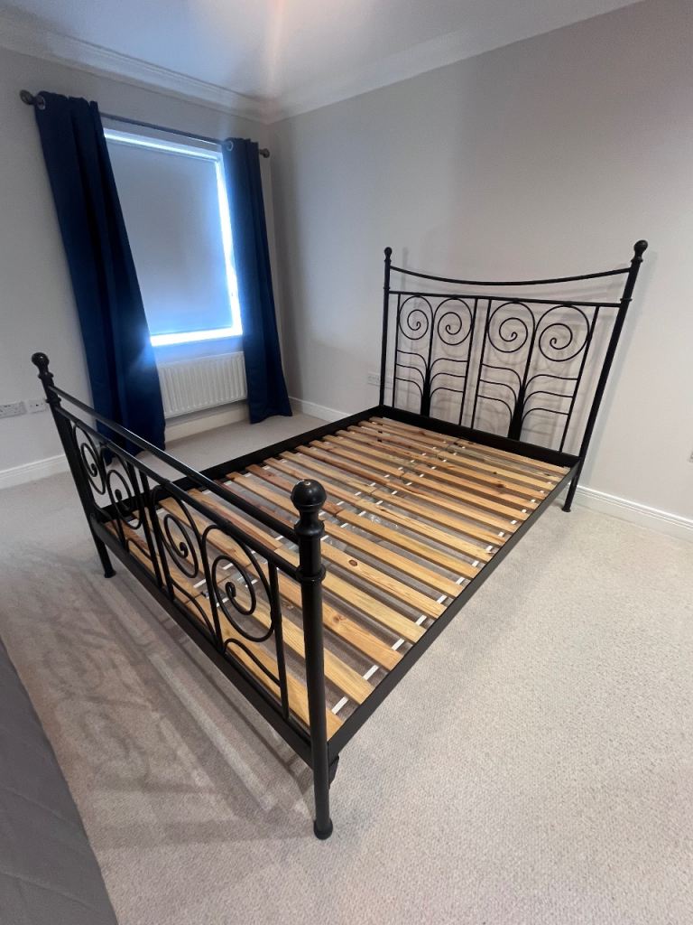 IKEA King size black metal bed frame 