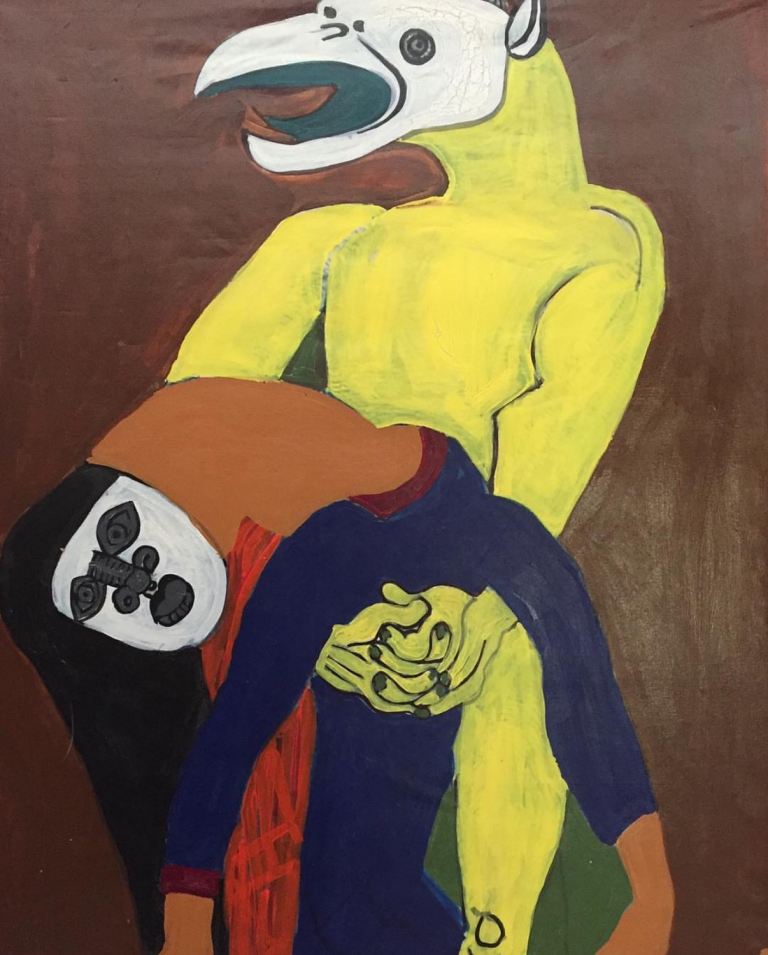 Huge Mounted canvas painting 