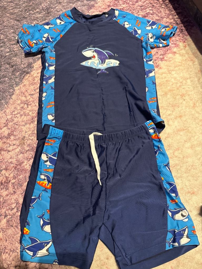 Kids Shark Swimwear Set - Rash Vest & Shorts, As Good As New | in ...