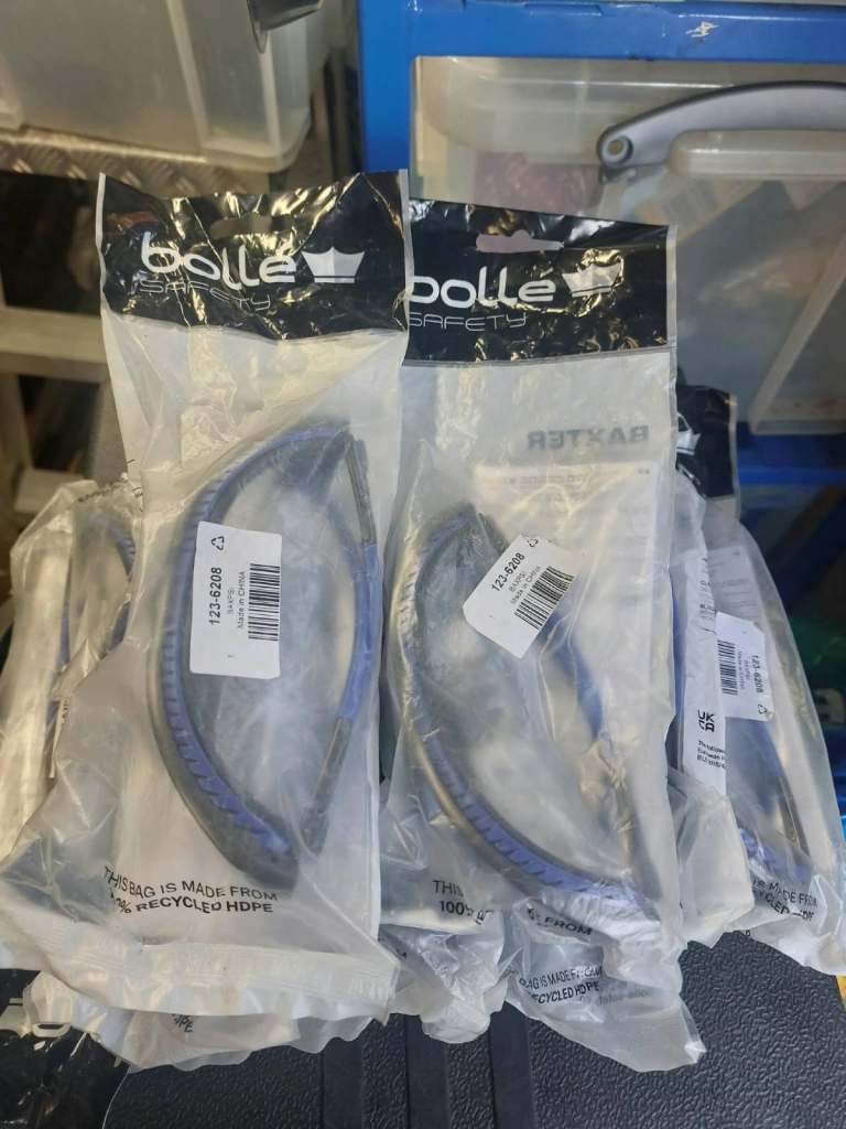 9 pairs of Bollé Safety Glasses - Blue, Brand New in Packaging