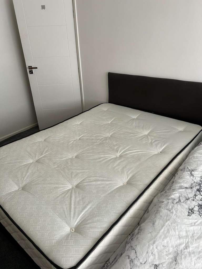 Double Mattress & Base with Headboard – Good Condition