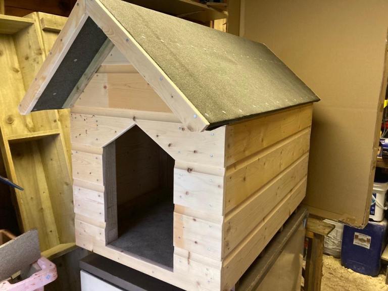 Wooden dog kennel- handmade using recycled wood 
